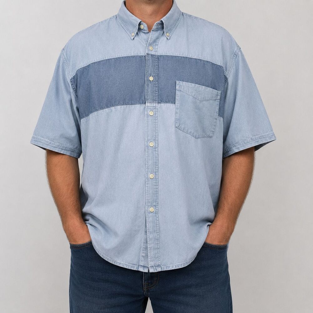 The Foundry Supply Co. Men's 3XLT Blue Anchor Print Rayon Button Shirt
